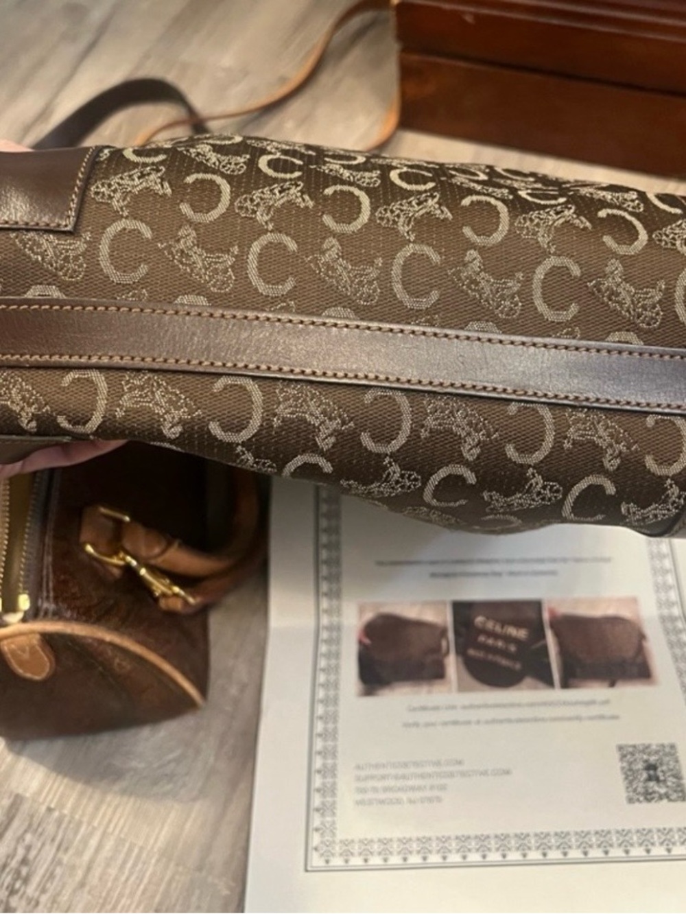 Celine Brown Monogram Canvas Crossbody EUC - Picture 4 of 7